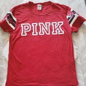 VS Pink TShirt Rose Embroidery Size Medium